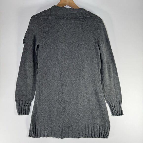 Eileen Fisher XS Gray Organic Cotton Open Front Cardigan Sweater Ribbed - Picture 3 of 12